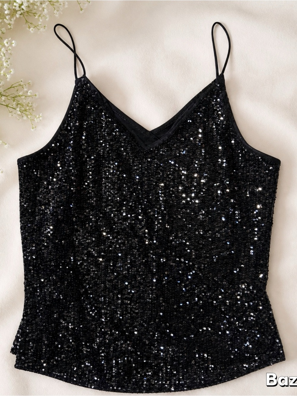 Sz XL Calvin Klein Black Sequined Camisole Tank Top - Picture 2 of 4